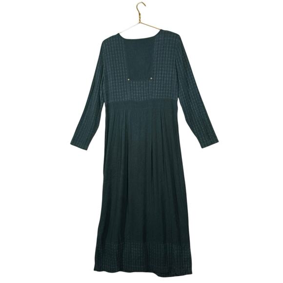 Carole Little Green Jacquard Button-Front Long Sleeve Maxi Dress | Size 8 - Picture 3 of 11